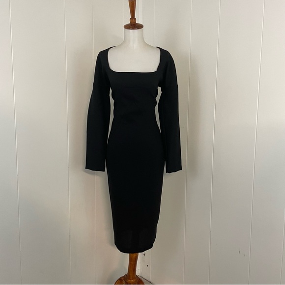Dolce & Gabbana Wool Long Sleeve Square Neck Sheath Dress - Picture 1 of 10